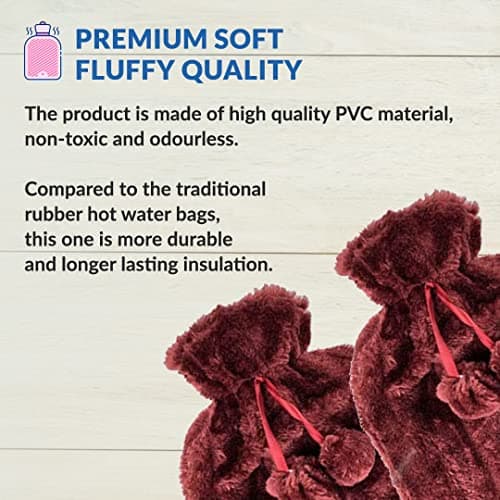 1ABOVE 2Litre Hot Water Bottle & Deluxe Plush Cover for Feet,Shoulder,Hand,Back,Neck,Pregnancy and Menstrual Craps Pain Relief (Maroon) — view 5