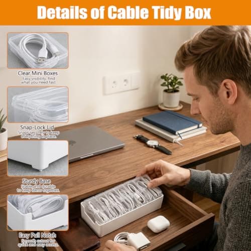 Cable Organiser Box with 10PCS Self Adhesive Cable Ties — view 5