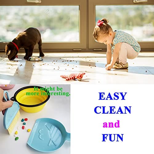 Collapsible Dog Bowl with Broom and Dustpan Foldable Pet Feeding Bowls for Cats Dogs 1000ML Large 34oz Expandable Silicone Food and Water Travel Bowl Cup Dish with Carabiner (black) — view 3