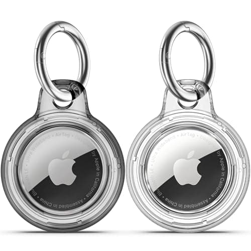 TNSNK for AirTag Holder Keyring, 2 Pack,Clear Black+White