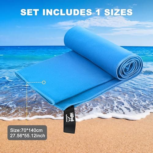 HiiPeak Microfibre Towel 【140cmx70cm】 Compact Camping Beach Towel travel towels - Quick Dry Lightweight Absorbent Sports Gym Swimming Hiking Drying Towel for Men,Women (Light Blue, L - 140cm x 70cm) — view 2