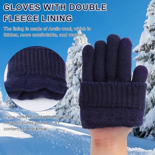 Mayoii Winter Gloves for Men and Women,Thermal Knit Touchscreen Gloves with Fleece Lining,Womens Mens Glove Touchscreen for Running,Ski,and Cold Weather (Navy, One Size) — view 4