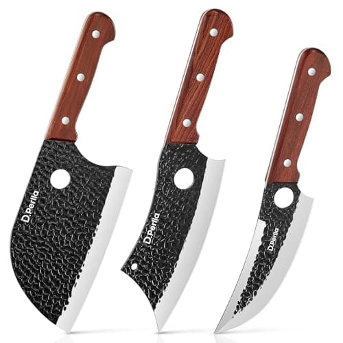 D.Perlla Chef Knife Set 3pcs Sharp Kitchen Knives Set High Carbon Stainless Steel Kitchen Knives for Outdoor Camping with Gift Box