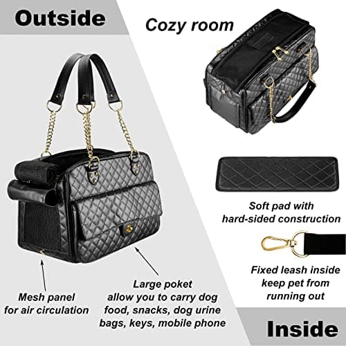 Dog Purse Carrier for Small Dogs with Large Pockets (Black, Small Size) — view 4