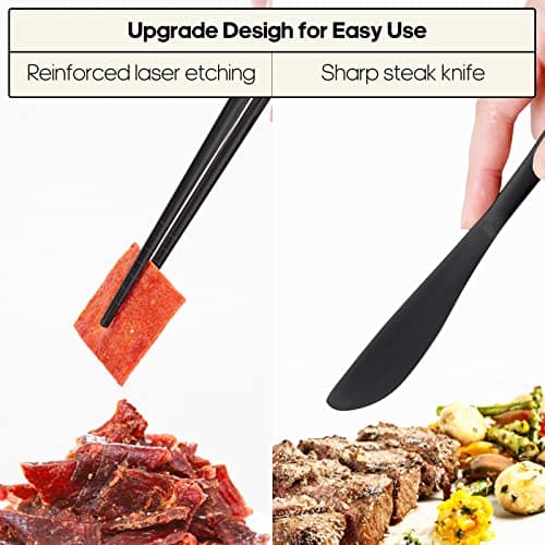 Travel Utensils with Case, Quatish Portable Silverware Set for Work, Stainless Steel Reusable Travel Cutlery Set, Fork and Spoon Set for Camping, Picnic, Gadgets, Lunch Box for Men, Black — view 4