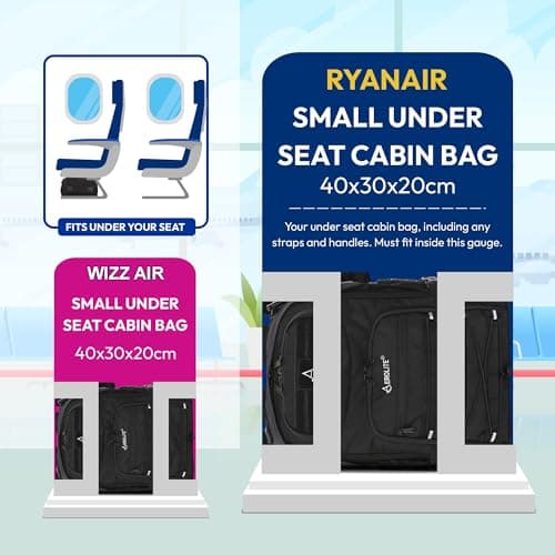 Aerolite 40x30x20cm Ryanair & Wizz Air Max 24L Tactical Backpack Water-Resistant Camping Hiking Trekking Travel Carry On Hand Cabin Luggage Flight Rucksack Bag 40x30x20 Ryanair Wizz Air Approved Black — view 4