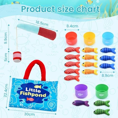 Baby Toys for 1 2 3 Year Old Boys Girls - Montessori Toys for 1 2 3 Year Old 10 in 1Multifunctional Fabric Fishing Game for Kids Toddler Baby Gifts Learning Birthday Xmas Stocking Fillers Easter Gifts — view 6