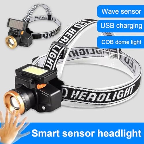 Motion Sensor Headlamp 4 Modes Head Torch Outdoor,Solar Powered — view 3