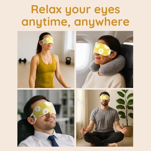 16 Pack Chamomile Steam Eye Mask for Dryness, Puffiness, Strain & Relaxation, Heated Eye Mask for Sleep & Travel, Self-Heating & Disposable Warm Compress, Travel Essentials, Relaxation Gifts for Women — view 6