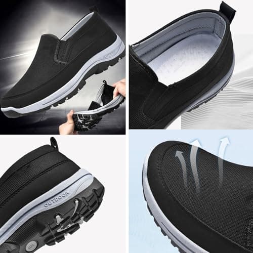 Breathable Orthopedic Travel Plimsolls, CNA Trop Shoes for Men, Orthowalkway Mens Shoes Lightweight Non Slip Comfortable Casual Walking Boat Shoes(Black,10 UK) — view 4