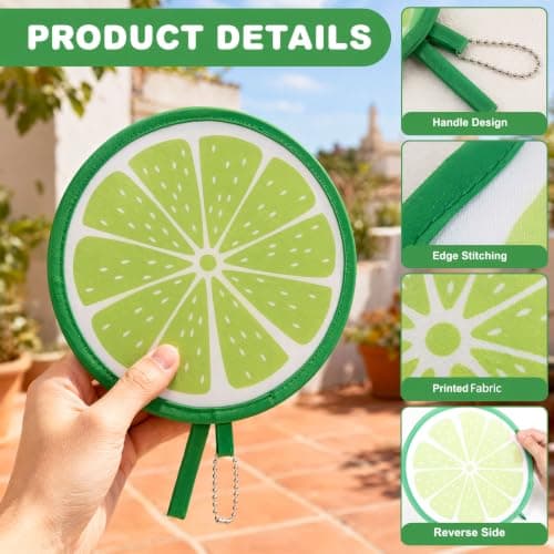6 Pcs Hand Fan Folding, Fruit Pattern Hand Held Fans Folding ,Pop Up Fan — view 3