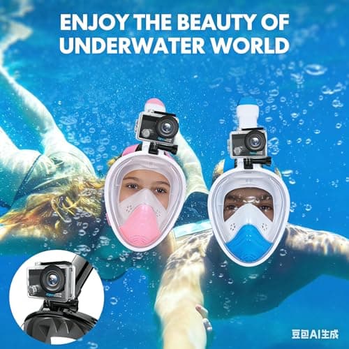 Snorkel Mask for Kids,Full Face Diving Mask Anti-Fog, Anti-Leak 180°view Design, Snorkeling Mask Set for Kids Girls Boys- Sports Camera Compatible(Blue XS) — view 3