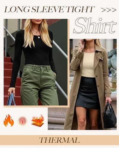 Neer 3 Pack Womens Thermal Shirts Crew Neck Fleece Lined Tops S 3Color — view 4