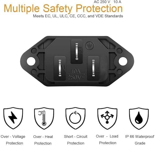 RUNCCI-YUN 20 Pack AC 250V 10A IEC 320 C14 Panel Mount Plug Adapter Power Connector Socket Black Screw Mount 3 Pins Inlet — view 4