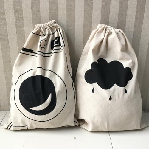 2 pcs Canvas Drawstring Laundry Bags, 60 x 48 cm