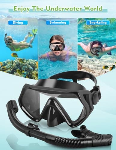 Hydomi Snorkel Set for Adults – Comfortable Leak-Proof Mask with Anti-Fog Tempered Glass, 180° Panoramic View & Dry Top Snorkel, Adjustable Diving Set for Holiday & Beach — view 6