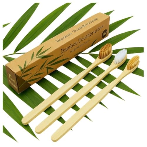 3-Pack Eco-Friendly Bamboo Toothbrushes – Organic, Biodegradable, BPA-Free with Medium Soft Bristles | Sustainable Zero-Waste Family & Travel Gift