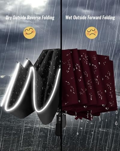Chakipee Umbrella Windproof Strong Compact Automatic Umbrellas - Black Umbrella for Men and Women, Portable Folding Umbrella for Travel with Reflective Stripes - Fits Car & Backpack for Wind and Rain — view 5