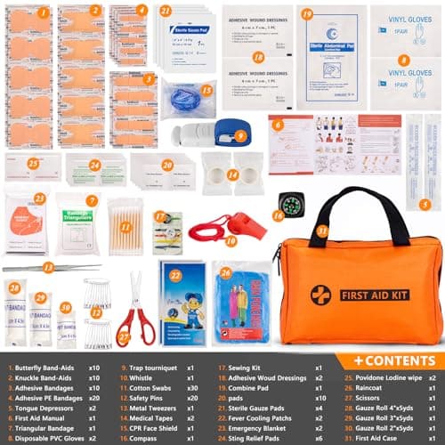 HLWDFLZ Car Emergency Kit - Portable Air Compressor, Roadside & Winter Travel Assistance, Safety Kit for Cars & Trucks (Orange) — view 2