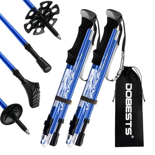 DOBESTS Folding Walking Poles 2 Pack, Lightweight Collapsible Hiking Poles