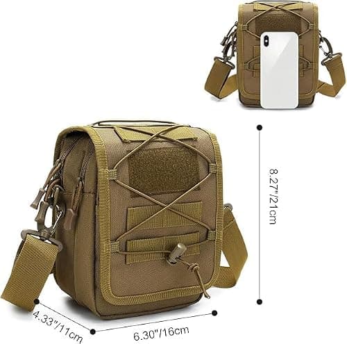 HUNTVP Messenger Bag Tactical Cross Body Bag Men Military Shoulder Bags Laptop Pack for Men Women Work Travelling Camping Hiking Outdoor (Black/Brown/Grey/Green) — view 3