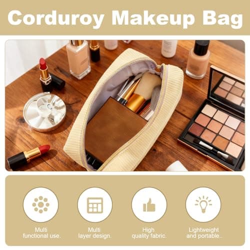 2PCS Small Makeup Bag, Travel Toiletry Bag, Beige — view 4