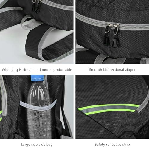 Mayoii Foldable Lightweight Backpack Mens – 20L Waterproof Rucksack, Rucking Daypack for Outdoor Sports Hiking Travel Camping (Black) — view 5