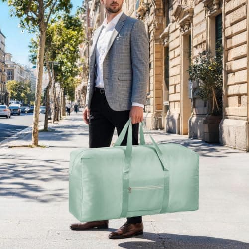 4 Pack Large Travel Duffle Bag, 96L Heavy Duty 600D Oxford Holdall with Luggage Sleeve, Foldable Weekender Travelling Bags for Men Women Hospital Camp (Blue&Green) — view 6