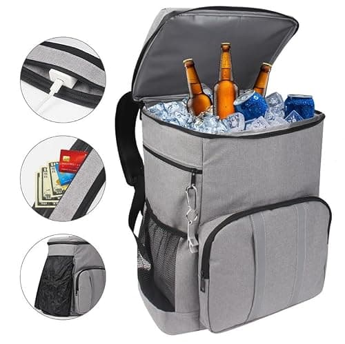 BRAVECOW Cooler Backpack, Insulated Refrigerated Leakproof Outdoor Portable Cold for 24 Hours Picnic Fresh Holds 54 Cans/4 Wine Bottles Large Capacity Hiking Camping — view 3