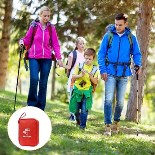 EQLEF First Aid Bag Empty Small, Mini First Aid Kit Pouch Red Travel Medicine Bag Portable Medical Organizer Bag Waterproof First Aid Kit Empty for Car Office School or Outdoors (Green) — view 2