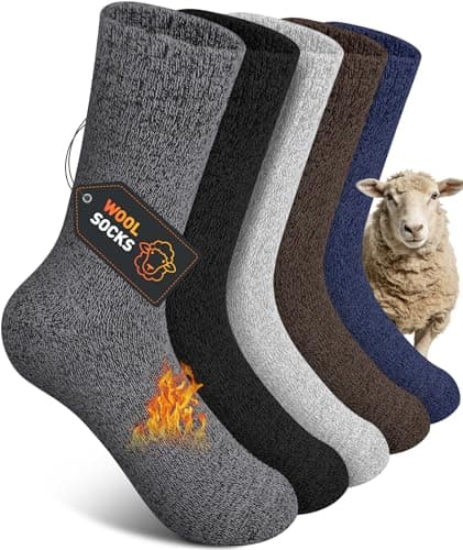 SIMIYA Mens Wool Socks 5 Pairs Winter Thermal Thick Socks