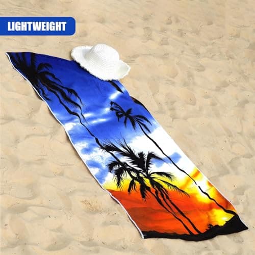 GEEZY Microfibre Beach Towel, Sunrise Design - Quick Drying, Lightweight, Sand-Free, Large & Durable, Summer Design - Beach Essentials for Travel, Holiday, Swimming, Sauna, Adults & Kids, 70x140cm — view 2