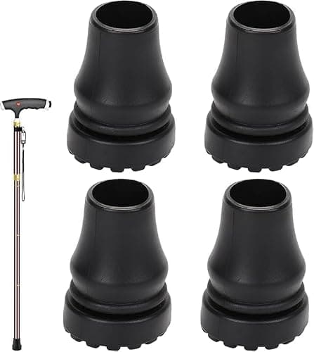 4-Pcs Durable 19 mm Non-Slip Rubber Tips for Walking Sticks - Enhanced Safety & Stability for Seniors