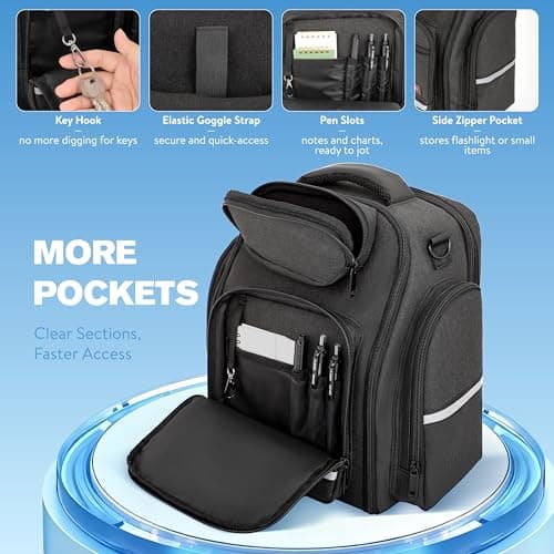 Flight Bag for Pilots, Pilot Bag for Aviation Headset with Padded Protection, Fits Aviation Headset, iPad & Flight Accessories, Multiple Pockets & Shoulder Strap, Gift for Pilots, Black (Bag Only) — view 6