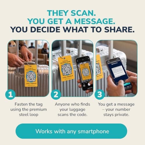 Smart Luggage Tags | Privacy QR Code Luggage Tag, Yellow, 2"x3" — view 3