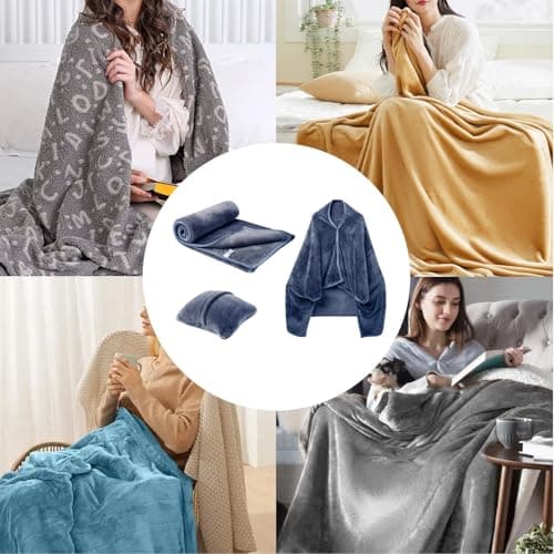 gifyym Blanket Pillow Combo | Travel Airplane Pillow Blanket Combo Lightweight - Soft Flannel Airplane, Warm Traveling Plane for Men Women Adults — view 4