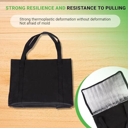Cooler Box, 35L Insulated Cooler Box, Thermal Food Delivery Bag Cool Bags with Zip Big Cold Bag Picnic Reusable Insulation Shopping Bags Foldable for Beach Camping Work Trip (Black) — view 5