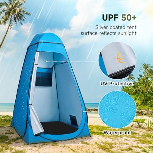 Warmiehomy Pop Up Toilet Tent, Instant Portable Shower Privacy Tent, Blue — view 2