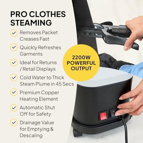Fridja f1600 Commercial Clothes Steamer, 2200W, 4L Tank, 45-Second Heat-Up — view 4