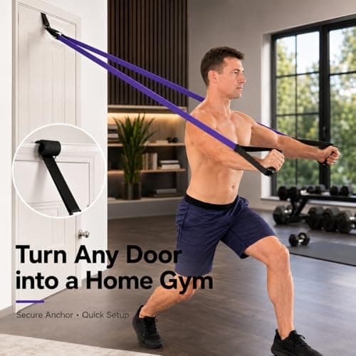 Resistance Bands Set for Men and Women, 5 Levels Exercise Bands with Door Anchor Kit for Strength Training, Full Body Workouts, Muscle Toning, Stretching, Home Gym, Yoga, Pilates and Fitness — view 6