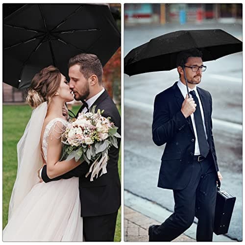 Kajaia 4 Pack Umbrellas Compact Windproof, Automatic Open and Close Folding Rain Umbrella Collapsible for Men Women Travel, Black, One size — view 5