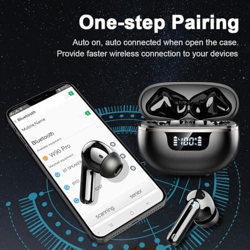 2026 Wireless Earbuds, Bluetooth 5.4 Headphones HiFi Stereo, 50H Playtime Ear buds with 4 ENC Noise Cancelling Mics, In Ear Earphones Deep Bass, IP7 Waterproof Earbuds with LED Display, Fast Charging — view 5