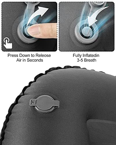 YUANYU Ultralight Camping Pillow, Compressible, Compact, Comfortable, Ergonomic Inflatable with Storage Bag, for Neck & Lumbar Support for Hiking, Camping, Traveling, Black Small Pillow, 44*28*11cm — view 4