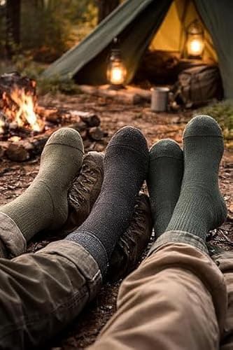 Men’s Army Military Thermal Socks – Moisture-Wicking Athletic Crew Socks with Fully Cushioned Sole for Boots, Walking & Hiking (3, Green) — view 2