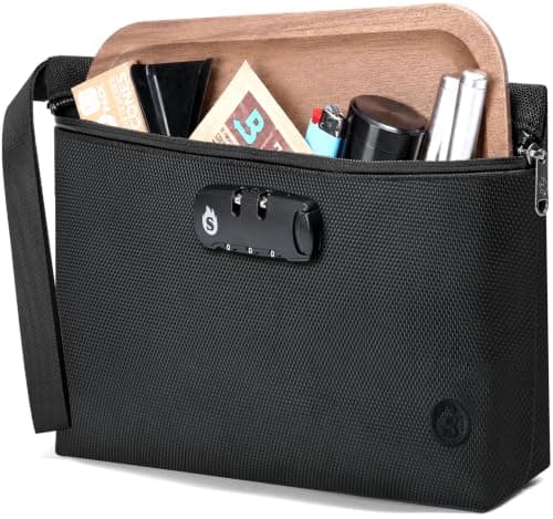 SmokyJoy Smell Proof Bag with Combination Lock, Container Box Odor Proof Safe Travel Storage Case Odorless Organizer Gift for Friend, Black, 0.0164 liters, Smell Proof Bag with Combination Lock