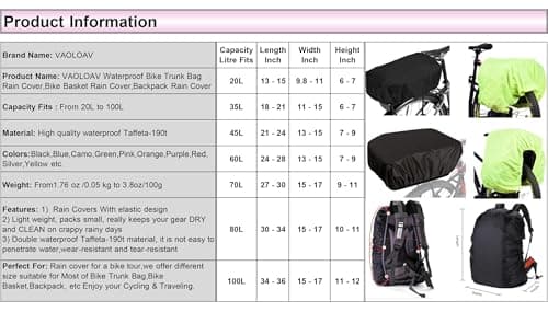 VAOLOAV Rain Cover for Bicycle Basket Bicycle Bag (35L Yellow, 35L) — view 3