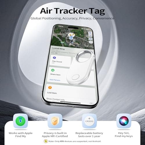 Air Tracker Tags Bluetooth Item Finder 2 Pack, Smart Tags Compatible with Apple Find My APP (iOS Only), 100dB Beep, Replaceable Battery, Item Finder and Locator for Keys/Luggage/Bags/Wallets etc. — view 2