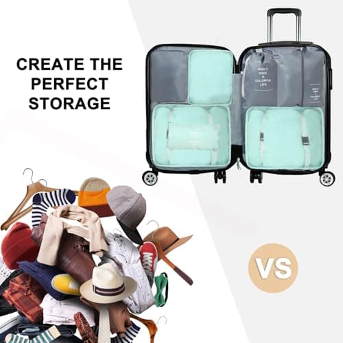 14 Piece Packing Cubes, Dual Colour Packing Cubes for Suitcases, Packing Cube for Holiday & Business Travel (14, Graphite & Bondi Blue) — view 5