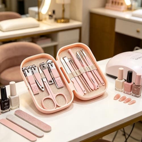 14 PCS Nail Clippers Kit, Manicure Set,Nail Care Kits Pedicure Set,Cuticle Trimmer Grooming Kit, Professional Stainless Steel Nails Care for Men, Women with Storage Travel Case (Pink) — view 3