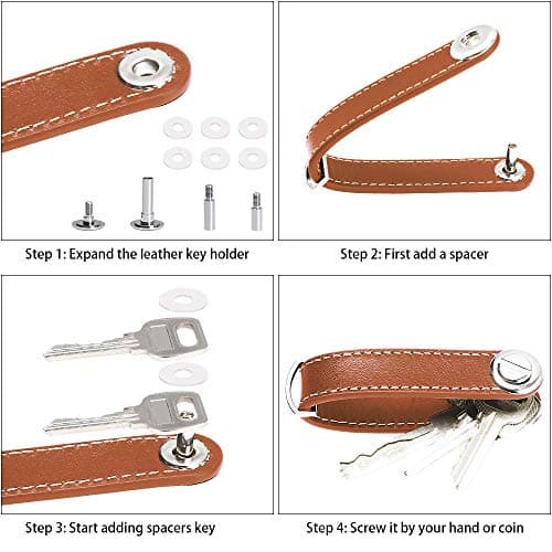 flintronic Key Organizer | Genuine Leather Keychain| Pocket Smart Key Holder with Gift Box Stylish, Functional & Practical (Holds 7-9 Multiple Keys) - Black&Brown — view 5